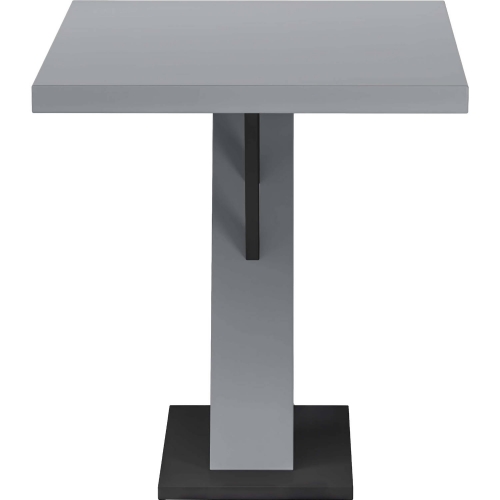 Linden 51" Dining Table in Gloss Gray Wood & Black Steel